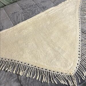 Elegant Cream Shawl with Fringe